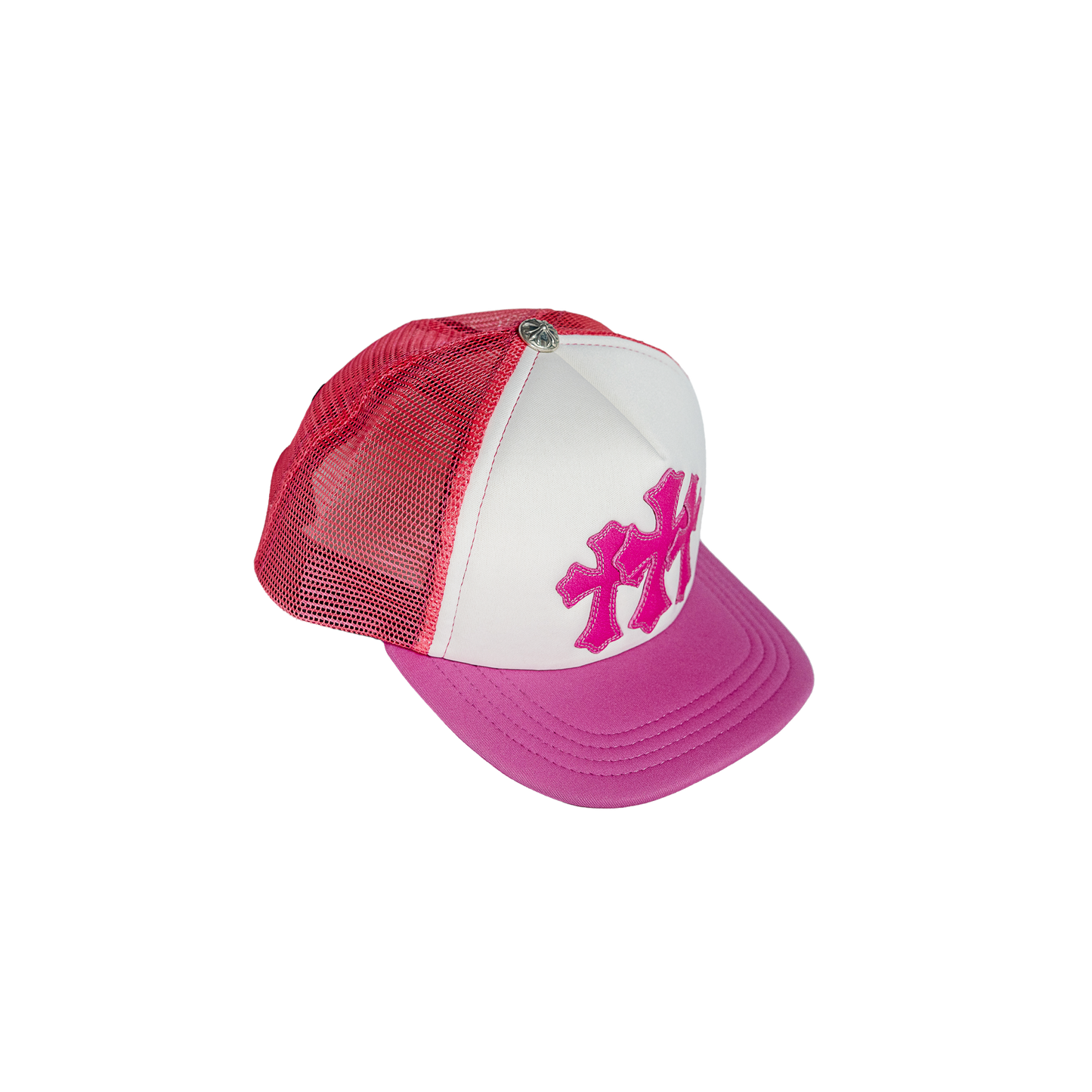 Chrome Hearts Trucker Cap 3 Cemetery Leather Patch Pink/White クロムハーツ トラッカーキャップ レザーパッチ ピンク/ホワイト