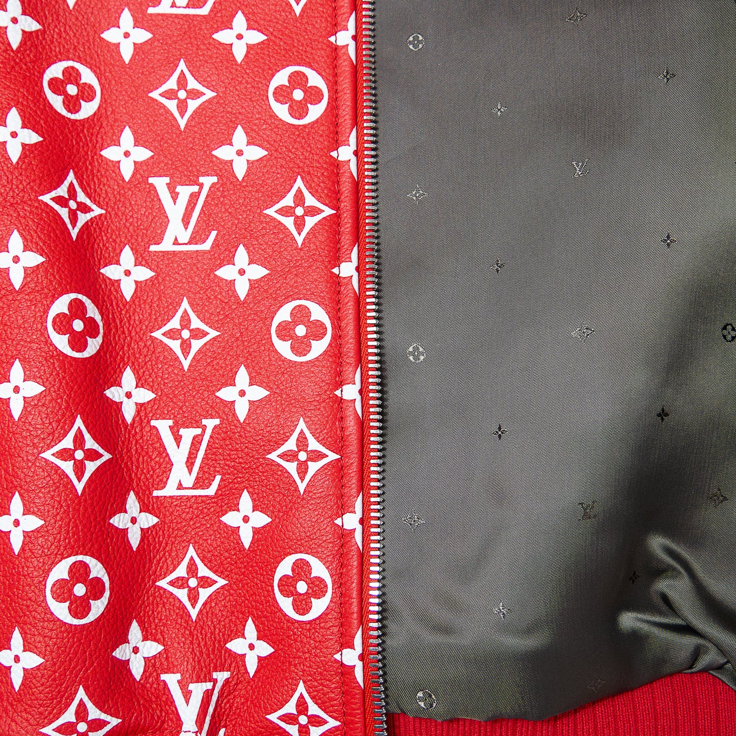 Supreme ×Louis Vuitton Leather Baseball Jacket シュプリーム ルイヴィトン レザー ベースボールジャケット 赤