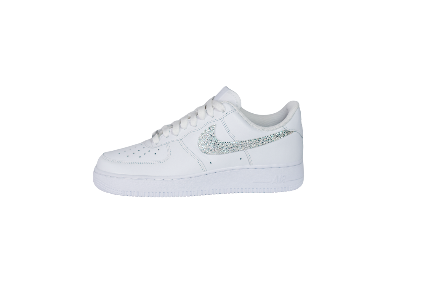 Nike Air force 1 Low White Swoosh Custom made with Swarovski Stone ナイキ エアーフォース1 ローカット 白 スワロスキーラインストーン カスタム