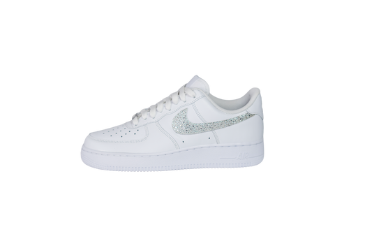 Nike Air force 1 Low White Swoosh Custom made with Swarovski Stone ナイキ エアーフォース1 ローカット 白 スワロスキーラインストーン カスタム