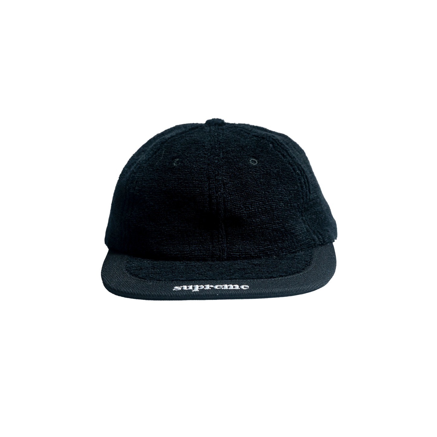 Supreme Terry Visor Logo 6-Panel Black シュプリープ テリー バイザー ロゴ 6パネルキャップ ブラック