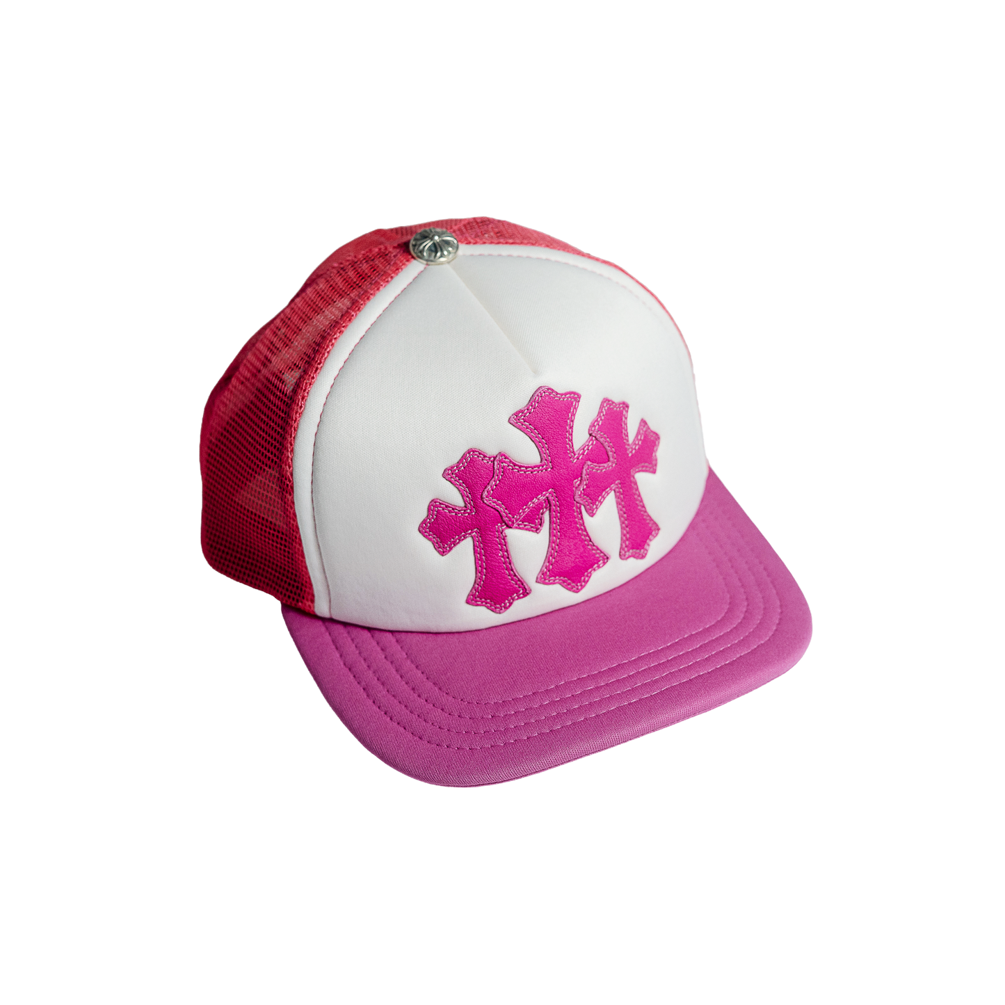 Chrome Hearts Trucker Cap 3 Cemetery Leather Patch Pink/White クロムハーツ トラッカーキャップ レザーパッチ ピンク/ホワイト