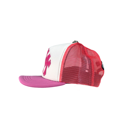 Chrome Hearts Trucker Cap 3 Cemetery Leather Patch Pink/White クロムハーツ トラッカーキャップ レザーパッチ ピンク/ホワイト