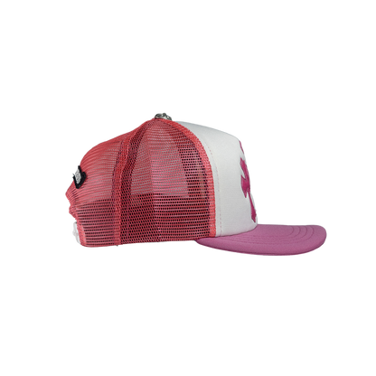 Chrome Hearts Trucker Cap 3 Cemetery Leather Patch Pink/White クロムハーツ トラッカーキャップ レザーパッチ ピンク/ホワイト