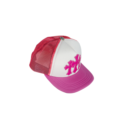 Chrome Hearts Trucker Cap 3 Cemetery Leather Patch Pink/White クロムハーツ トラッカーキャップ レザーパッチ ピンク/ホワイト