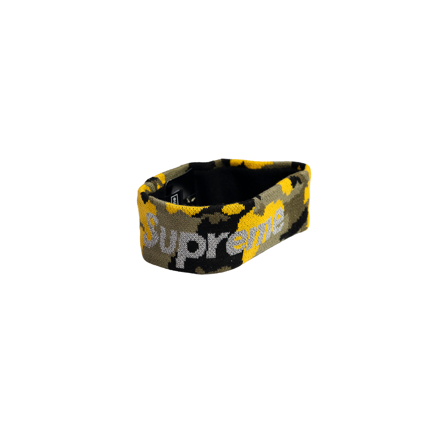 Supreme x New Era Reflective Logo Headband Yellow Camo