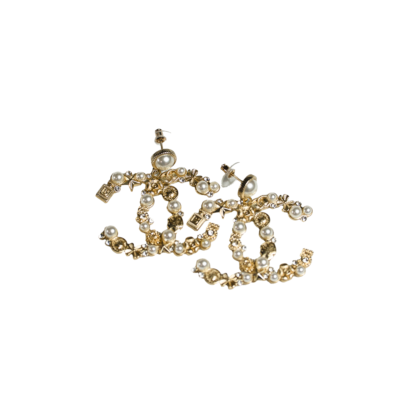 CHANEL Big CC Multi Charm Gold Earrings シャネル 大ぶり CCマーク マルチチャーム ゴールド ピアス