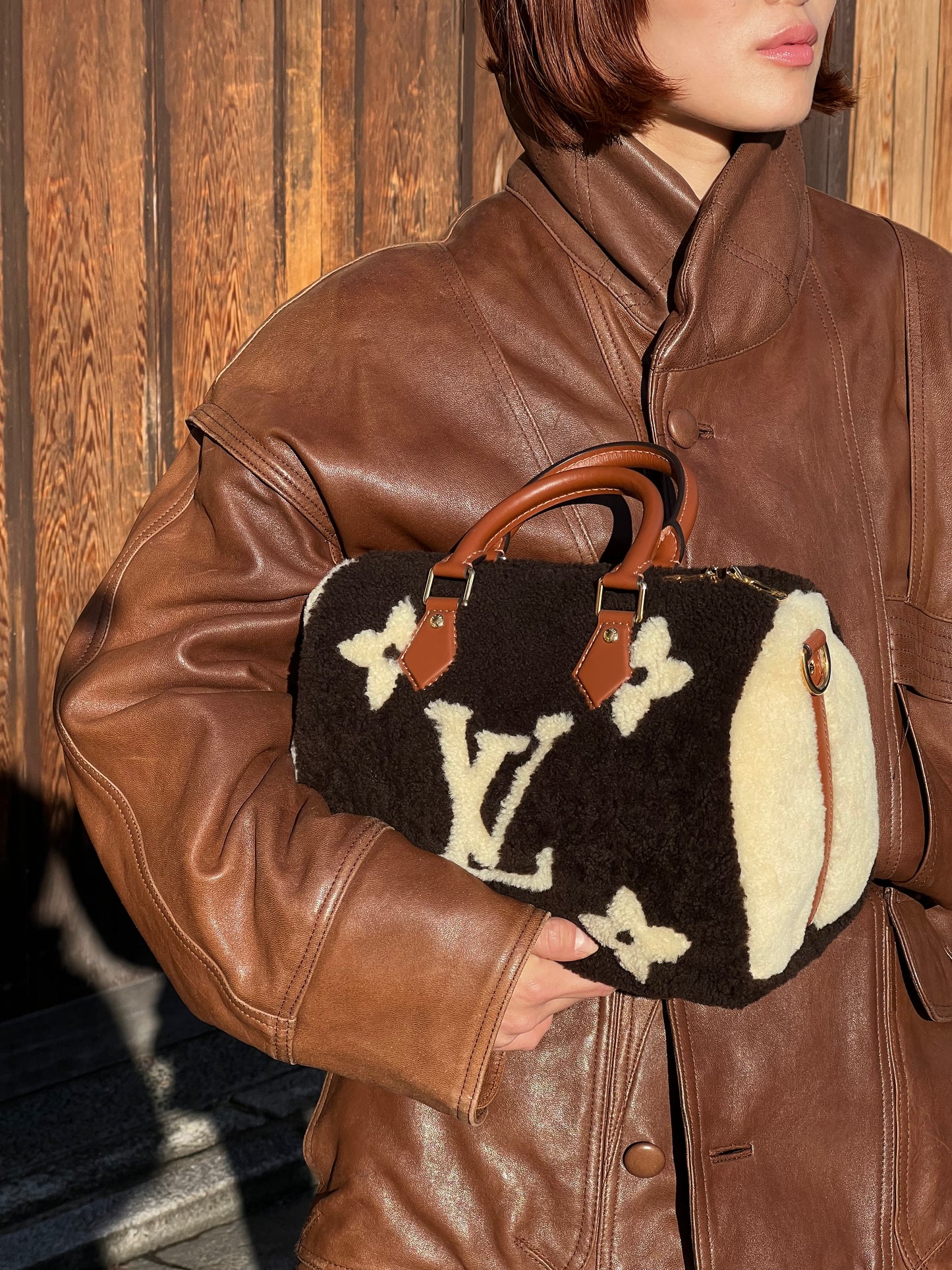 Louis Vuitton Speedy Bandouliere Monogram Teddy Fleece 25 Brown ルイヴィトン スピーディー バンドリエ テディー フリース 25 ブラウン
