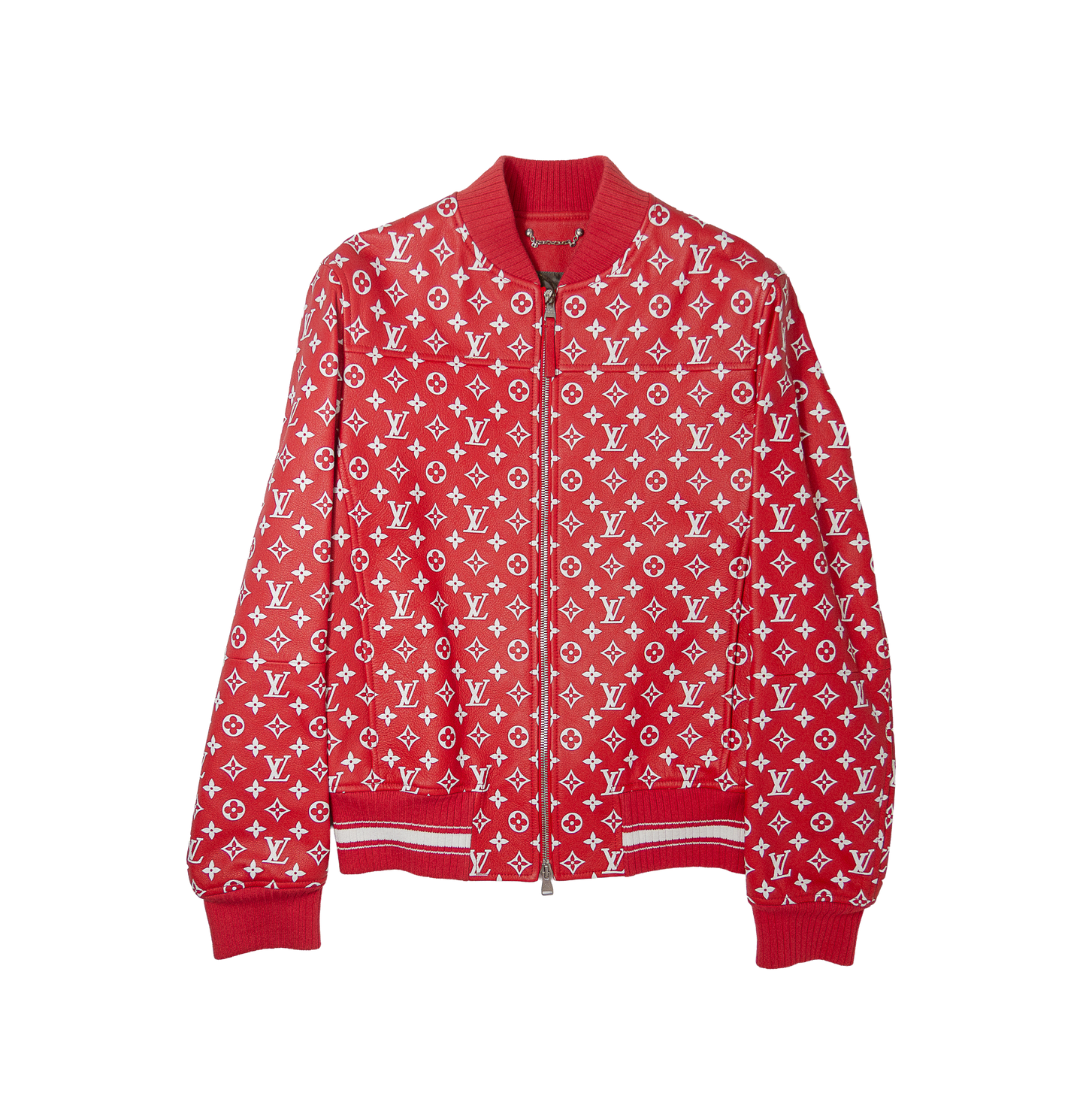 Supreme ×Louis Vuitton Leather Baseball Jacket シュプリーム ルイヴィトン レザー ベースボールジャケット　赤