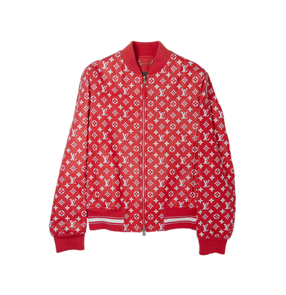 Supreme ×Louis Vuitton Leather Baseball Jacket シュプリーム ルイヴィトン レザー ベースボールジャケット　赤