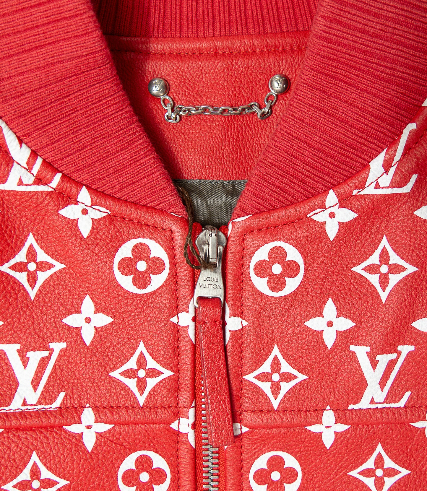 Supreme ×Louis Vuitton Leather Baseball Jacket シュプリーム ルイヴィトン レザー ベースボールジャケット　赤