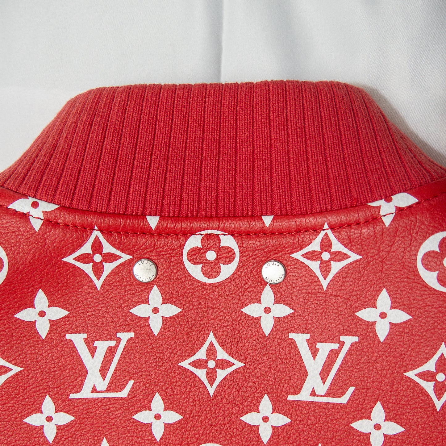 Supreme ×Louis Vuitton Leather Baseball Jacket シュプリーム ルイヴィトン レザー ベースボールジャケット　赤