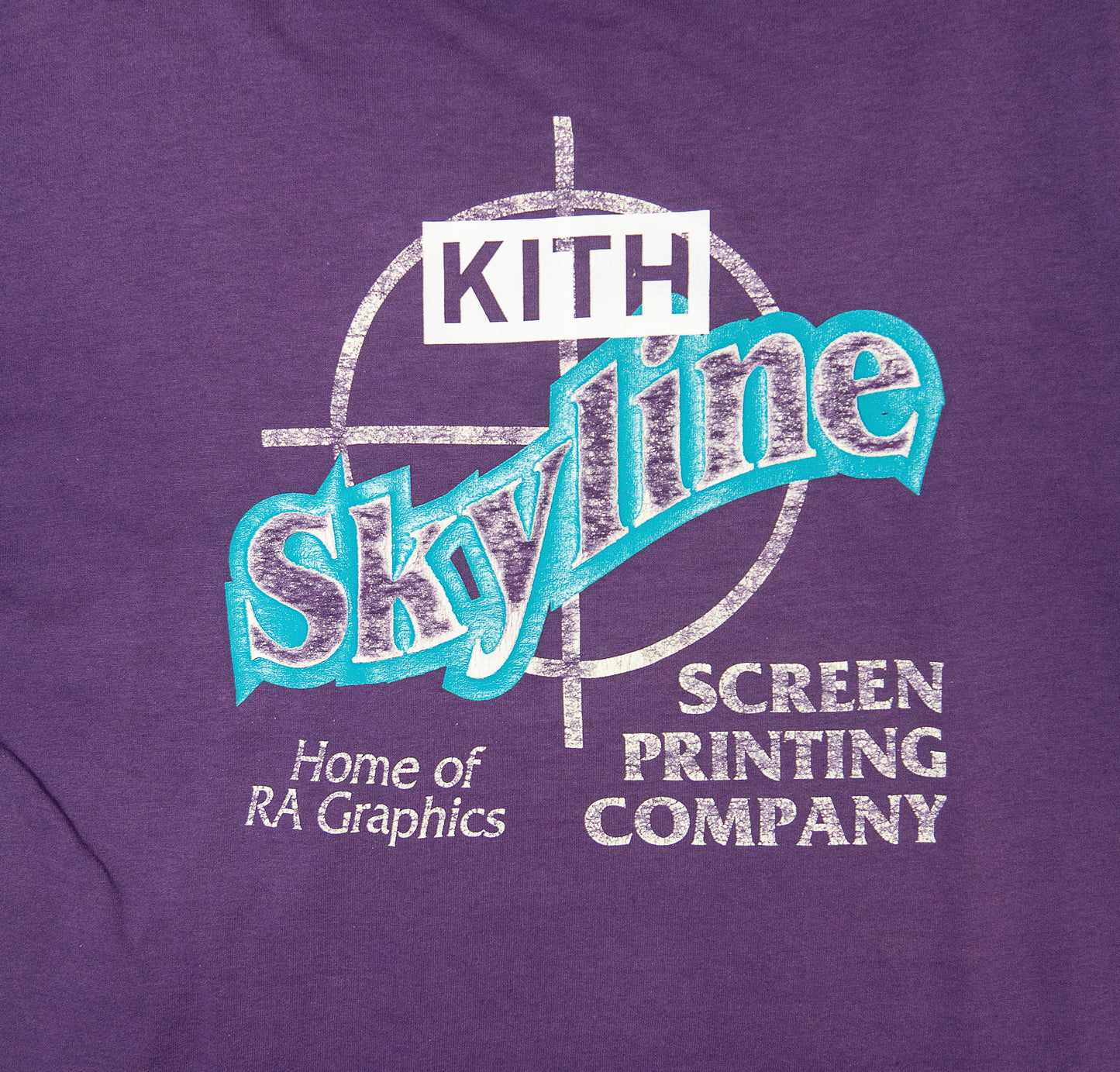 KITH Vintage Finish Skyline Screen Printing Company T-shirt Purple