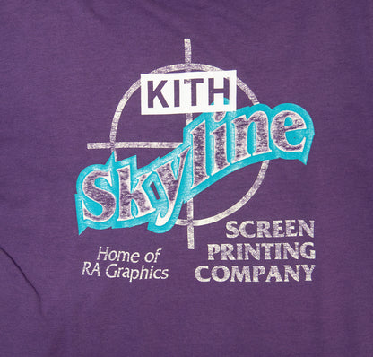 KITH Vintage Finish Skyline Screen Printing Company T-shirt Purple