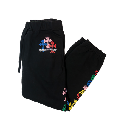 Chrome Hearts Sweatpants Colorful Graveyard Cemetery Cross Black クロムハーツ スウェットパンツ グレイブヤード カラフル セメタリークロス ブラック