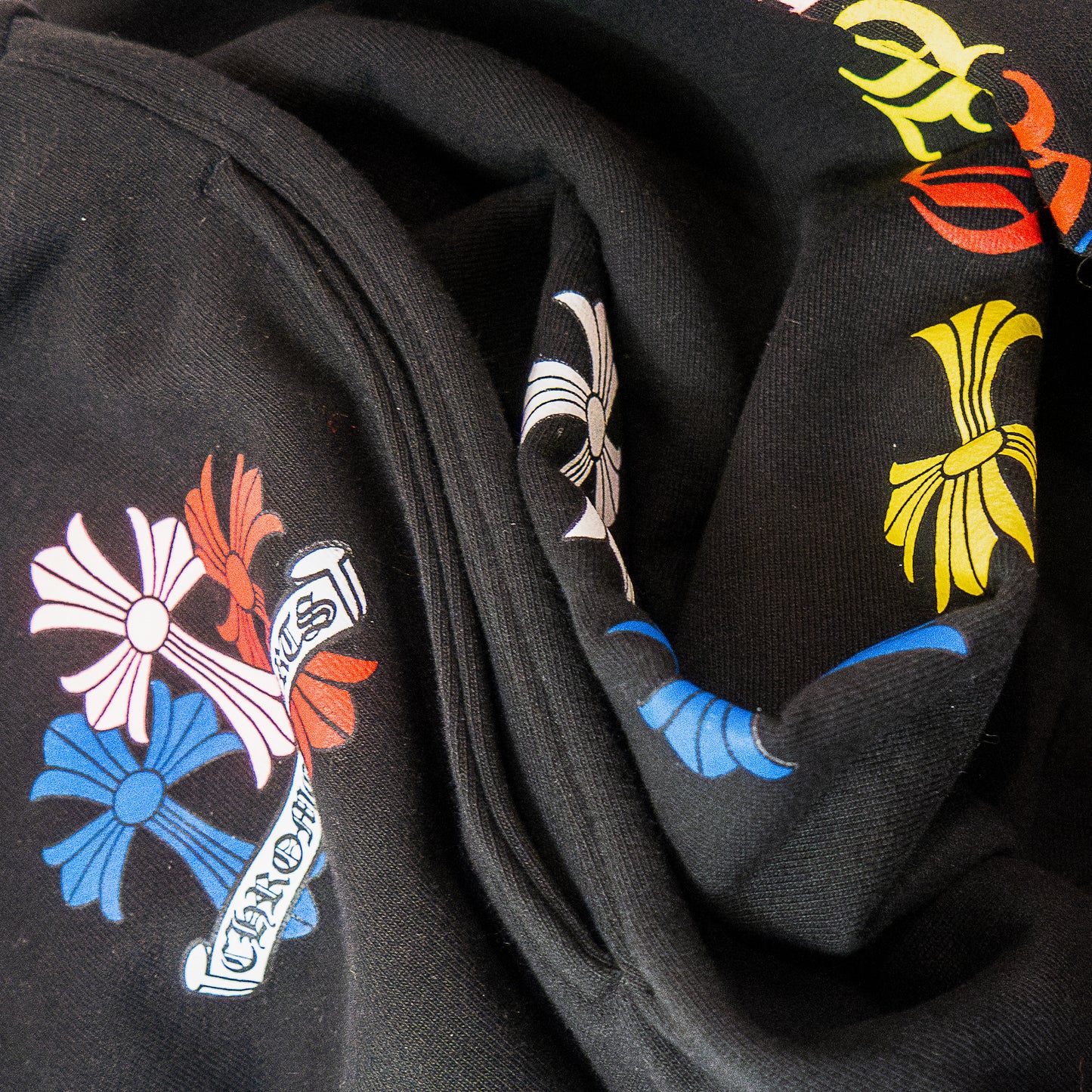 Chrome Hearts Sweatpants Colorful Graveyard Cemetery Cross Black クロムハーツ スウェットパンツ グレイブヤード カラフル セメタリークロス ブラック