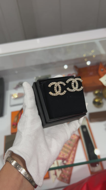 CHANEL CC Rhinestone Circular Earrings シャネル ラインストーン  CCマーク 丸 ピアス