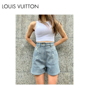Louis Vuitton Short Denim Pants Light Blue Monogram
